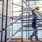 scaffold safety: worker on a scaffold